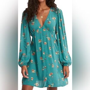 NWOT, Billabong, emerald, Days On End dress, size S